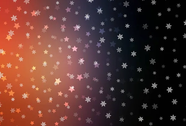 ダークブルー 明るい雪の結晶 星と黄色のベクトルのレイアウト グラデーションの雪片とカラフルな雪片 新年の背景のテンプレート — ストックベクタ