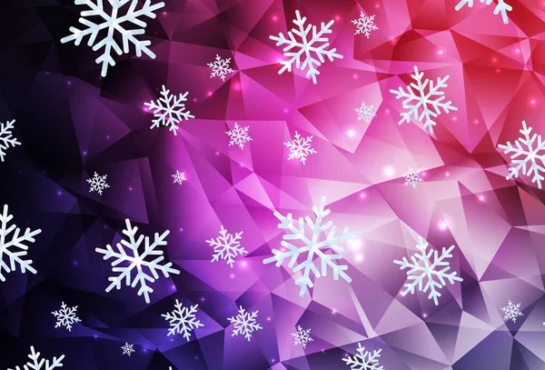 Morado Oscuro Textura Vectorial Rosa Con Copos Nieve Colores Estrellas — Vector de stock