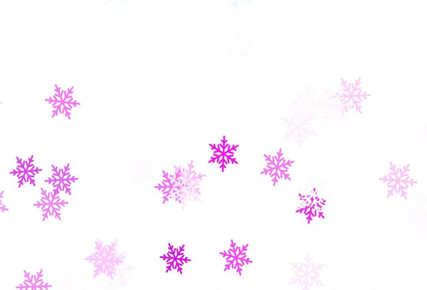 Licht Roze Blauwe Vector Template Met Ijs Sneeuwvlokken Sterren Kleurrijk — Stockvector