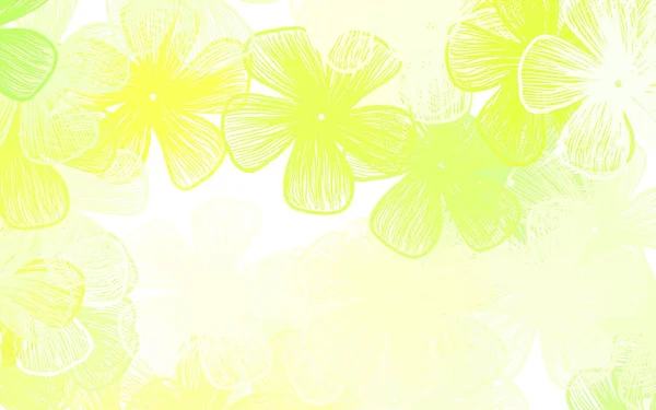 Vert Clair Fond Vectoriel Jaune Doodle Avec Des Fleurs Illustration — Image vectorielle