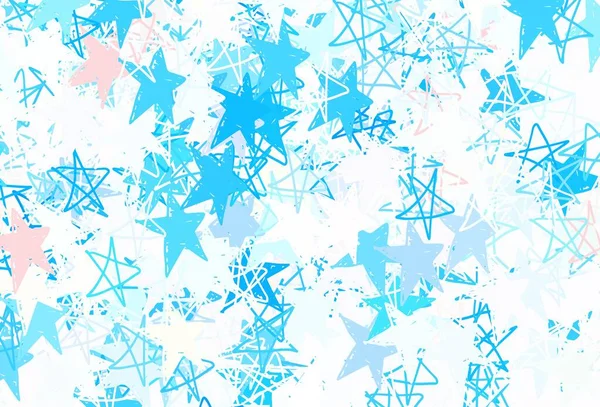 Light Blue Yellow Vector Backdrop Small Big Stars Glitter Abstract — Stock Vector
