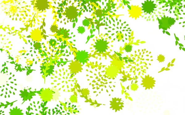 Verde Claro Fundo Doodle Vetor Amarelo Com Flores Rosas Ilustração — Vetor de Stock