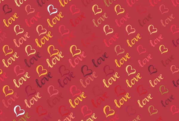 Rojo Claro Textura Vectorial Amarillo Con Corazones Encantadores Ilustración Inteligente — Vector de stock