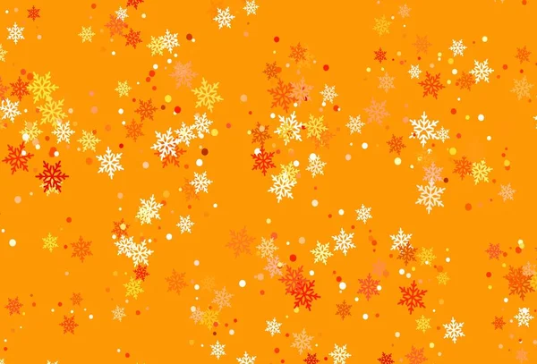 Texture Vectorielle Orange Clair Avec Flocons Neige Colorés Illustration Abstraite — Image vectorielle