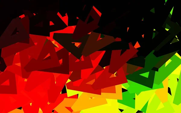Темно Зеленый Красный Векторный Узор Многоугольным Стилем Треугольники Абстрактном Фоне — стоковый вектор