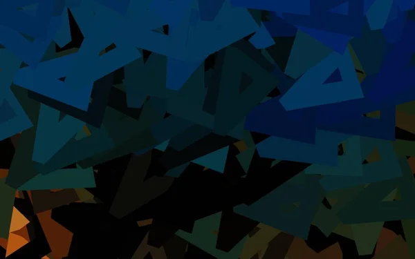 Blu Scuro Sfondo Vettoriale Giallo Con Linee Triangoli Illustrazione Astratta — Vettoriale Stock