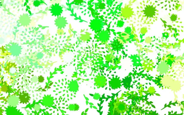 浅绿色 黄色矢量雅致的墙纸与花卉插图与五彩斑斓的抽象涂鸦花 为你的网站设计涂鸦 — 图库矢量图片