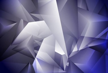 Kristalleri ve üçgenleri olan koyu mor bir vektör şablonu. Soyut arkaplanda renkli eğimli üçgenler. Web siteniz için basit tasarım.