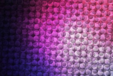 Koyu mor, daire şekilli pembe vektör düzeni. Soyut arka planda bulanık kabarcıklar ve renkli gradyan. Reklamlar, broşürler için desen.