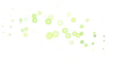 Açık yeşil, noktalı sarı vektör arkaplan. Bulanık dekoratif tasarım baloncuklu soyut tarzda. Duvar kağıtlarının dokusu için desen.
