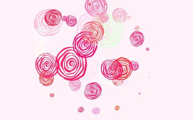 Açık pembe, güllü yeşil vektör karalama dokusu. Renkli, soyut karalama çiçekleri olan bir resim. İşiniz için yeni tasarım.