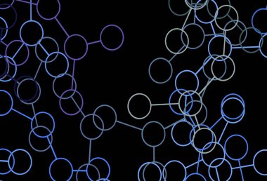 Koyu pembe, yapay zeka kavramına sahip mavi vektör dokusu. Renkli yapay zeka yapısı, eğimli çizgiler ve noktalar. Zeka ve yenilik reklamları için şablon.