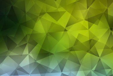 Açık yeşil, sarı vektör üçgen mozaik doku. Çokgen tarzda tamamen yeni bir renk çizimi. Arkaplanlarınız için desenli desen.