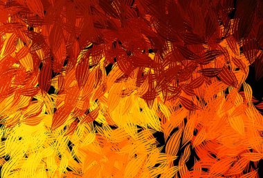 Koyu turuncu vektör çizim şekli ve yapraklar. Zarif doğal desenli ve eğimli yapraklar. Tasarımınız için yeni şablon.