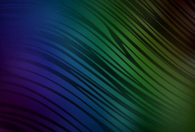 Koyu mavi, eğri çizgileri olan yeşil vektör arkaplan. Renkli çizgileri ve şekilleri olan bir örnek. Tasarımınız için desen.