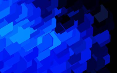 Çokgen biçiminde koyu mavi vektör arkaplanı. Renkli dikdörtgenlerle modern soyut çizimler. Web siteleri için şablon kullanılabilir.