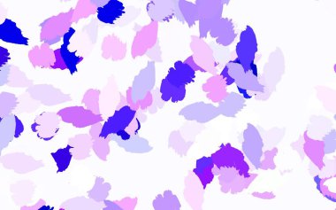 Memphis şekilli açık mor vektör arkaplan. Renkli rastgele şekillerle modern soyut illüstrasyon. Duvar kağıtları için zarif tasarım.