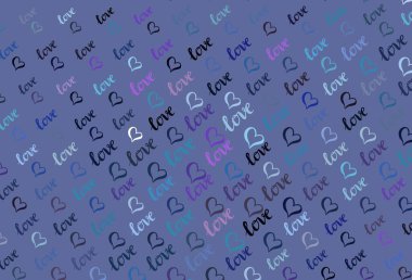 Koyu pembe, kalbi olan mavi vektör arkaplan. Soyut illüstrasyonda güzel kutlama tarzı kalpler. Sevgililer Günü kartpostalları için şablon.