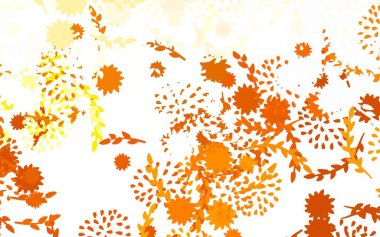 Hafif Turuncu vektör çiçekli karalama arkaplanı. Çiçeklerle soyut çizim. Web ve broşürler için elle boyanmış tasarım.