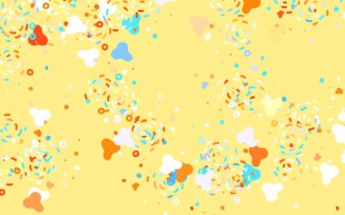 Açık mavi, Memphis şekilli sarı vektör arkaplan. Rastgele şekillerle soyut tarzda dekoratif tasarım. Bir cep telefonu için arka plan.