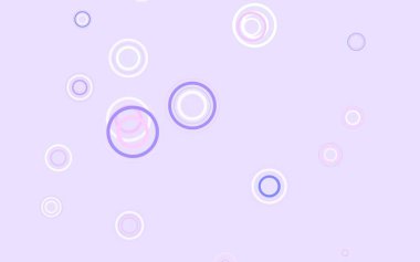 Açık pembe, küreli mavi vektör deseni. Parlak renkli soyut çemberlerin olduğu bir resim. Güzel web siteleri için desen.