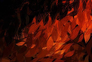 Koyu turuncu vektör çizim şekli ve yapraklar. Yapraklar ve karalamalar ile soyut çizimler. Duvar kağıdı tasarımınız için yeni bir doku.