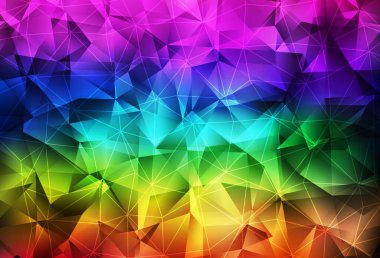 Çokgen biçimli koyu renkli vektör arkaplanı. Renkli üçgenli modern soyut illüstrasyon. Duvar kağıtları için zarif tasarım.