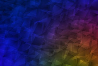 Koyu mavi, sarı vektör üçgen mozaik doku. Soyut ve üçgenli renkli çizimler. Marka kitabınız için yeni şablon.