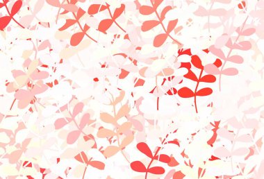 Yapraklı açık kırmızı vektör. Yapraklarla karalama tarzında renkli çizimler. İş tasarımınız için yepyeni bir tarz.