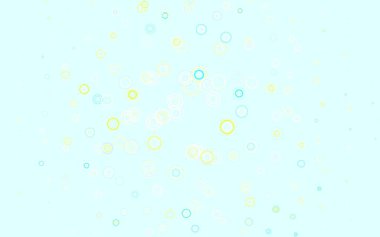 Açık mavi, baloncuklu sarı vektör arkaplan. Soyut arka planda bulanık kabarcıklar ve renkli gradyan. Duvar kağıtlarının dokusu için desen.
