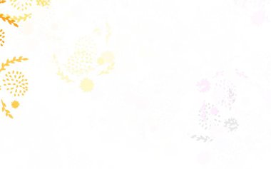 Açık pembe, sarı vektör karalama desenli çiçekler, güller. Parlak renkli resimli çiçekler. Ağ ve ambalaj için elle boyanmış tasarım.