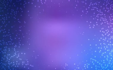 Galaksi yıldızlı açık mor vektör arkaplan. Soyut şablonda gökyüzü yıldızlarıyla parlayan illüstrasyon. Fütürist reklamlar ve kitapçıklar için şablon.