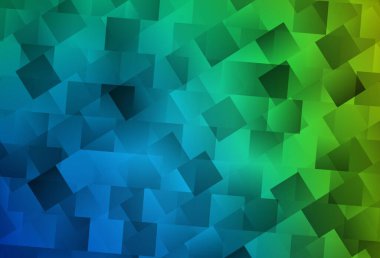 Açık Mavi, eşkenar dörtgenli yeşil vektör arkaplanı. Dikdörtgenleri ve kareleri olan güzel bir çizim. İş ilanınız için akıllı tasarım.