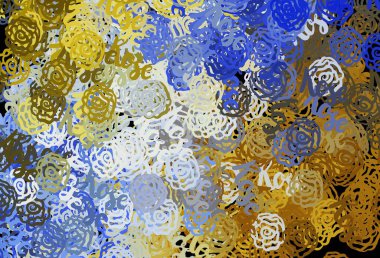 Açık mavi, kaotik şekilli sarı vektör şablonu. Renkli rastgele şekillerle modern soyut illüstrasyon. Web siteniz için basit tasarım.