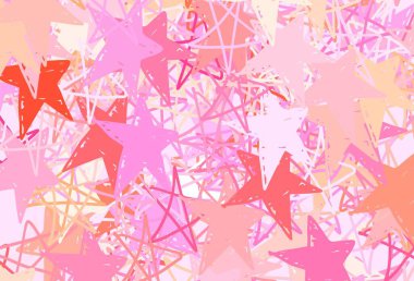 Açık Pembe, gökyüzü yıldızlı sarı vektör şablonu. Renkli yıldızlı soyut çizimler. Reklamınız, posteriniz, afişiniz için en iyi tasarım.