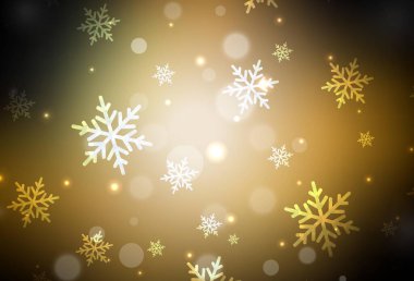 Koyu yeşil, karnaval tarzında sarı vektör şablonu. Noel özellikleriyle basit bir gradyan çizimi. Üniversitenin tanıtımı için akıllı tasarım.