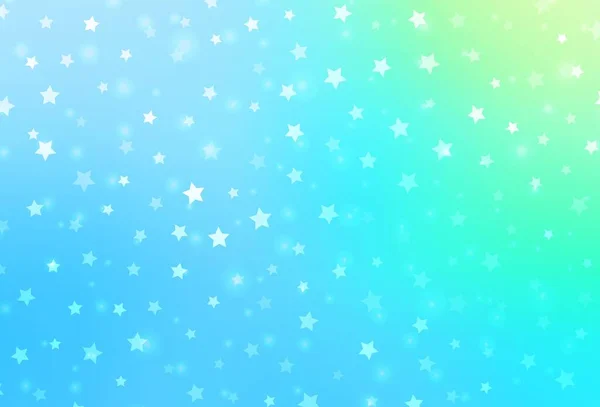 Hellblaues Grünes Vektormuster Mit Weihnachtlichen Schneeflocken Sternen Leuchtend Bunte Illustration — Stockvektor
