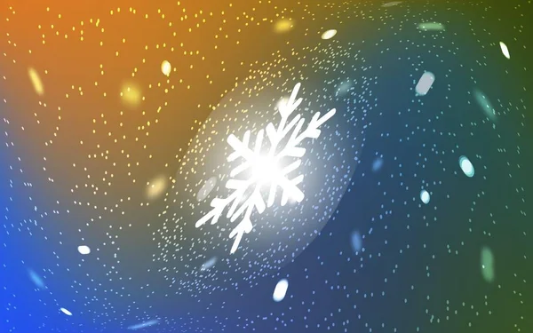 Lichtblauwe Gele Vectorsjabloon Met Ijssneeuwvlokken Sneeuw Wazig Abstracte Achtergrond Met — Stockvector