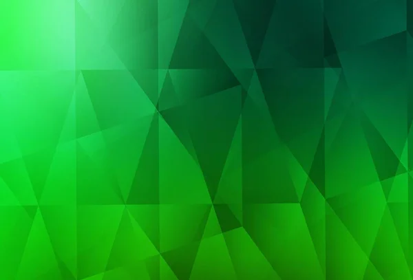 Dark Green Vektor Abstrakten Mosaikhintergrund Dreieckige Geometrische Probe Mit Steigung — Stockvektor
