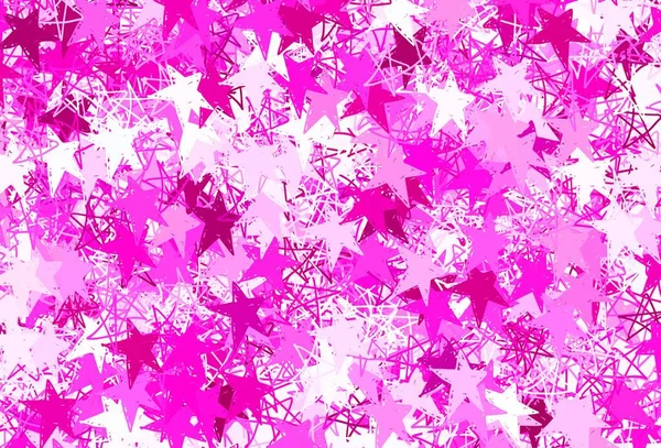 クリスマスの星とライトピンクのベクトルパターン 星と輝く色のイラスト ポスター バナーに最適なデザイン — ストックベクタ