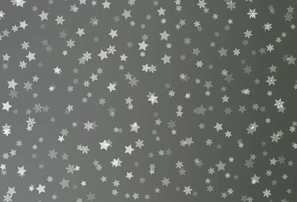 Modelo Vetor Cinza Claro Com Flocos Neve Gelo Estrelas Glitter —  Vetores de Stock