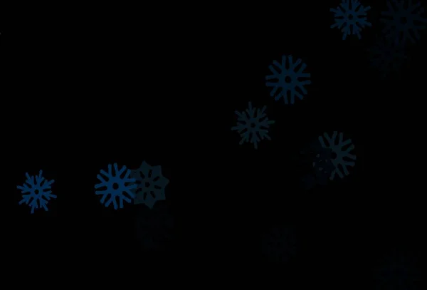 Dunkelblaues Vektorlayout Mit Hellen Schneeflocken Schnee Auf Verschwommenem Abstrakten Hintergrund — Stockvektor