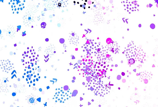 浅粉色 蓝色矢量背景与孟菲斯的形状 色彩斑斓的混乱形式 带有现代风格的渐变 手机的背景 — 图库矢量图片