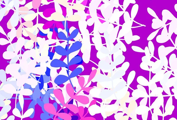 Açık pembe, mavi vektör karalama dokusu yapraklarla. Zarif doğal desenli ve eğimli yapraklar. Markan için şık bir model..