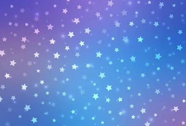 Rosa Claro Textura Vectorial Azul Con Copos Nieve Colores Estrellas — Archivo Imágenes Vectoriales