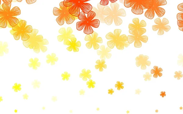 浅红色 黄色矢量抽象设计与花卉 白色背景上的绒毛花 设计负责人的模式 — 图库矢量图片