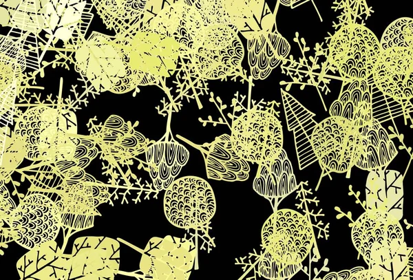 Темно Жовтий Векторний Каракулі Розкладка Деревами Гілками Блискучі Барвисті Ілюстрації — стоковий вектор