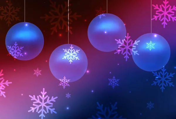 Tmavě Modrá Červený Vektorový Vzor Vánočním Stylu Ilustrace Barevnými Sněhovými — Stockový vektor