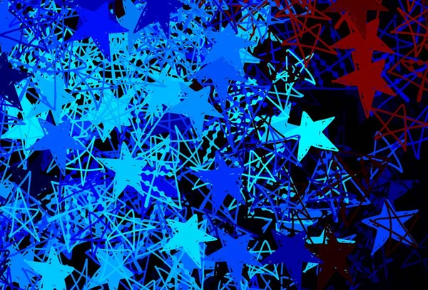 Azul Oscuro Fondo Vectorial Rojo Con Hermosos Copos Nieve Estrellas — Vector de stock