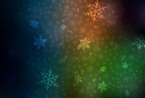 Dunkelgrünes Rotes Vektorlayout Neujahrsstil Bunte Illustration Mit Schnee Und Neujahrskugeln — Stockvektor